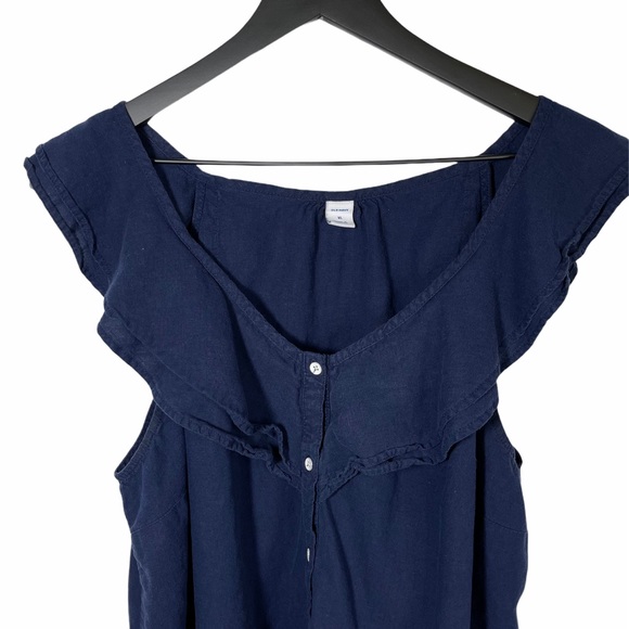 Old Navy | Navy Sleeveless Button Down Ruff Top - Picture 3 of 4